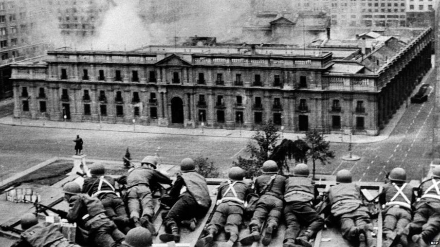 La Moneda (Presidential Palace) under attack during the military coup