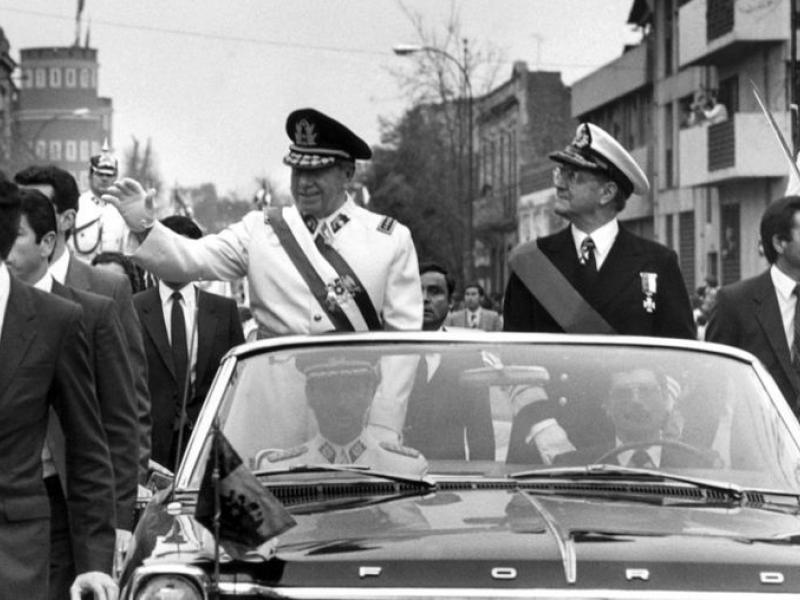 General Augusto Pinochet in a parade after taking power